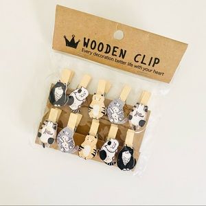 Anthropologie Cat Wooden Clips